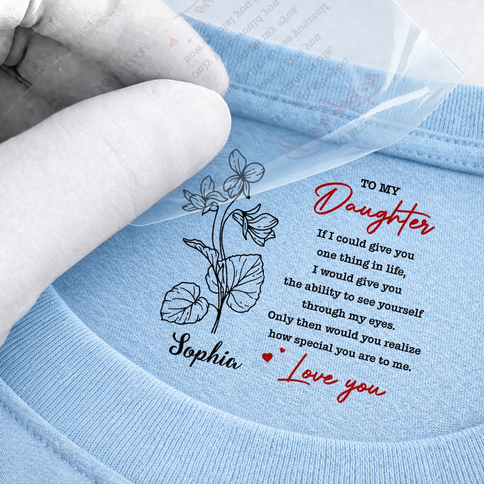 Personalized Custom Inside Neck Print T-Shirt for Daughter
