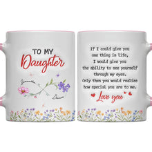 Load image into Gallery viewer, Personalized Accent Mug Birth Month Flowers Infinity for Daughter
