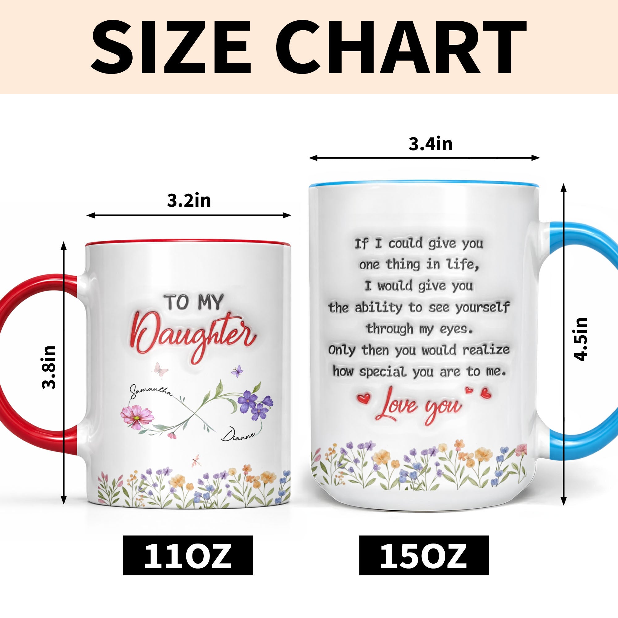 Personalized Accent Mug Birth Month Flowers Infinity for Daughter