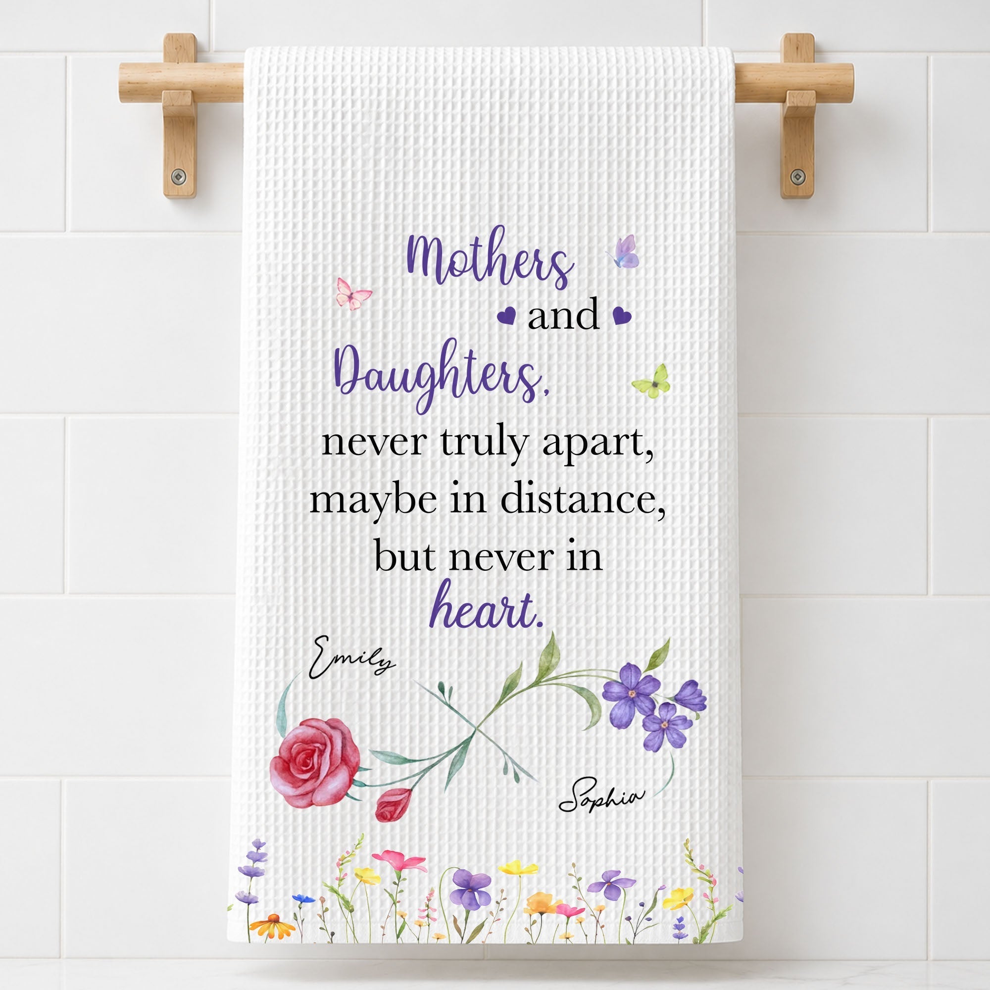 Personalized Floral Kitchen Towel Custom Name Gift for Daughter