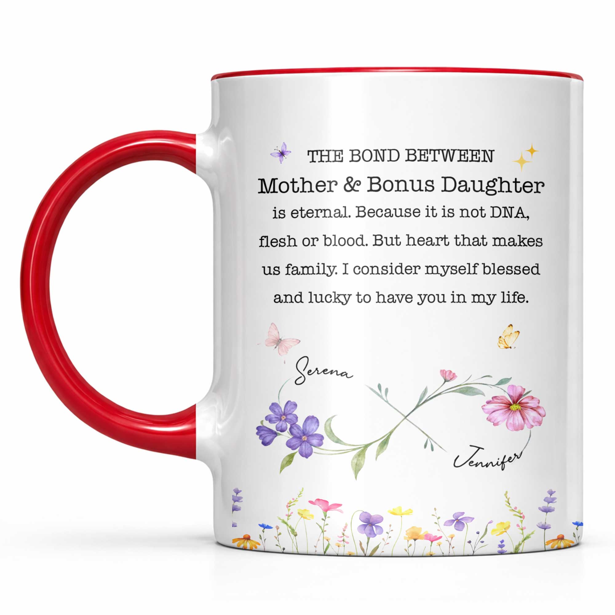 Personalized Accent Mug Custom Birth Flowers Bonus Daughter Gift