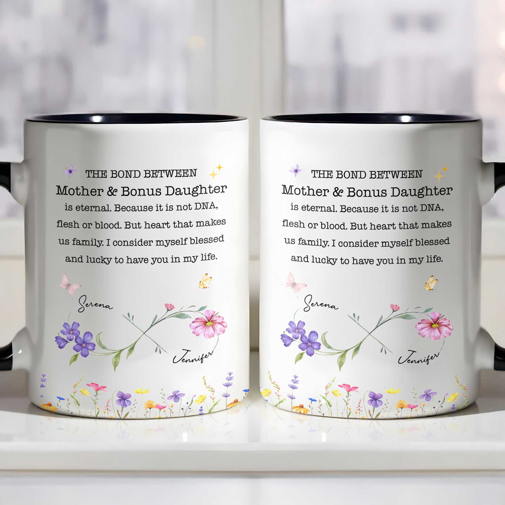 Personalized Accent Mug Custom Birth Flowers Bonus Daughter Gift