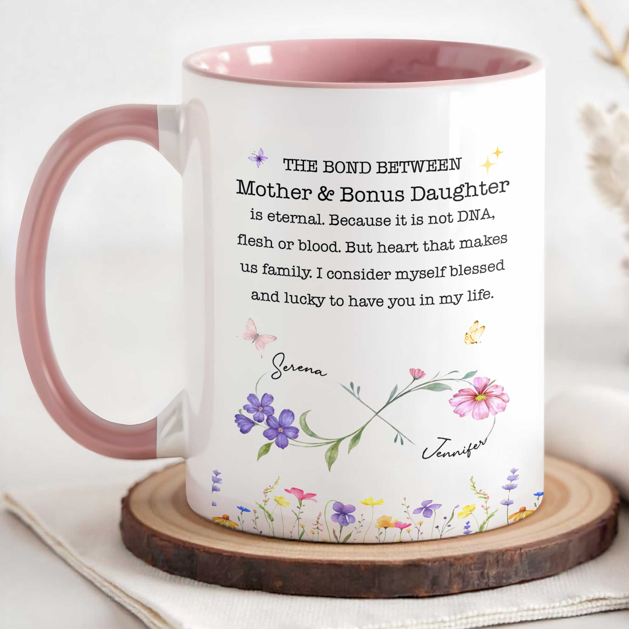 Personalized Accent Mug Custom Birth Flowers Bonus Daughter Gift