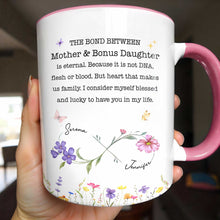 Load image into Gallery viewer, Personalized Accent Mug Custom Birth Flowers Bonus Daughter Gift

