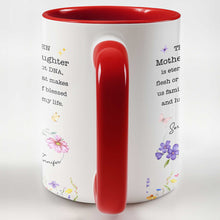Load image into Gallery viewer, Personalized Accent Mug Custom Birth Flowers Bonus Daughter Gift
