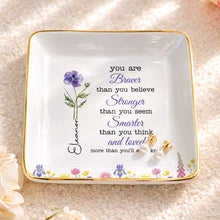Load image into Gallery viewer, Personalized Birth Month Watercolor Floral Jewelry Dish for Mom
