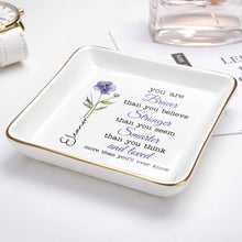 Load image into Gallery viewer, Personalized Birth Month Watercolor Floral Jewelry Dish for Mom

