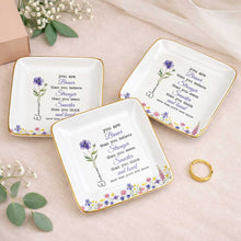 Load image into Gallery viewer, Personalized Birth Month Watercolor Floral Jewelry Dish for Mom
