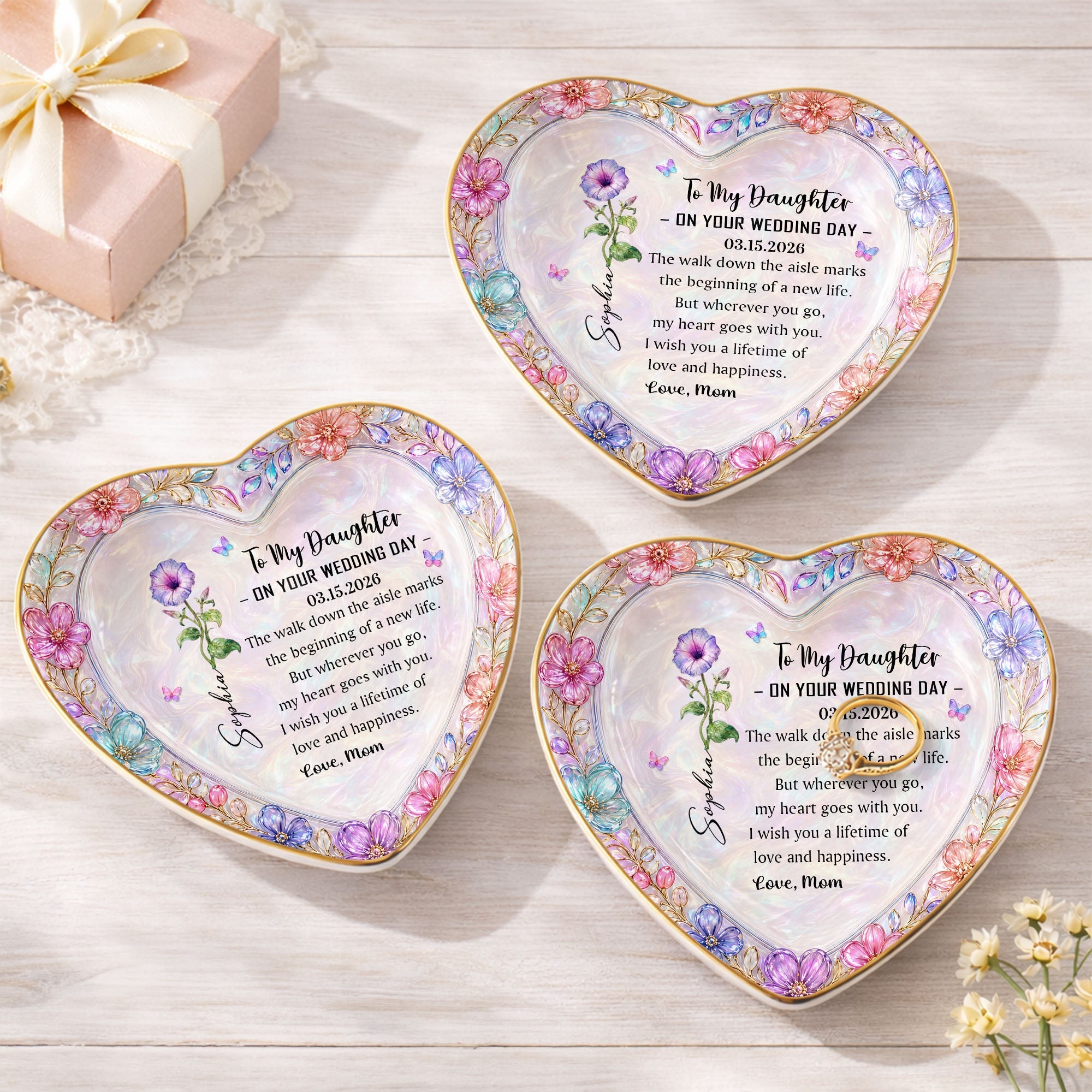Personalized Heart Jewelry Dish Custom Name Gift for Daughter