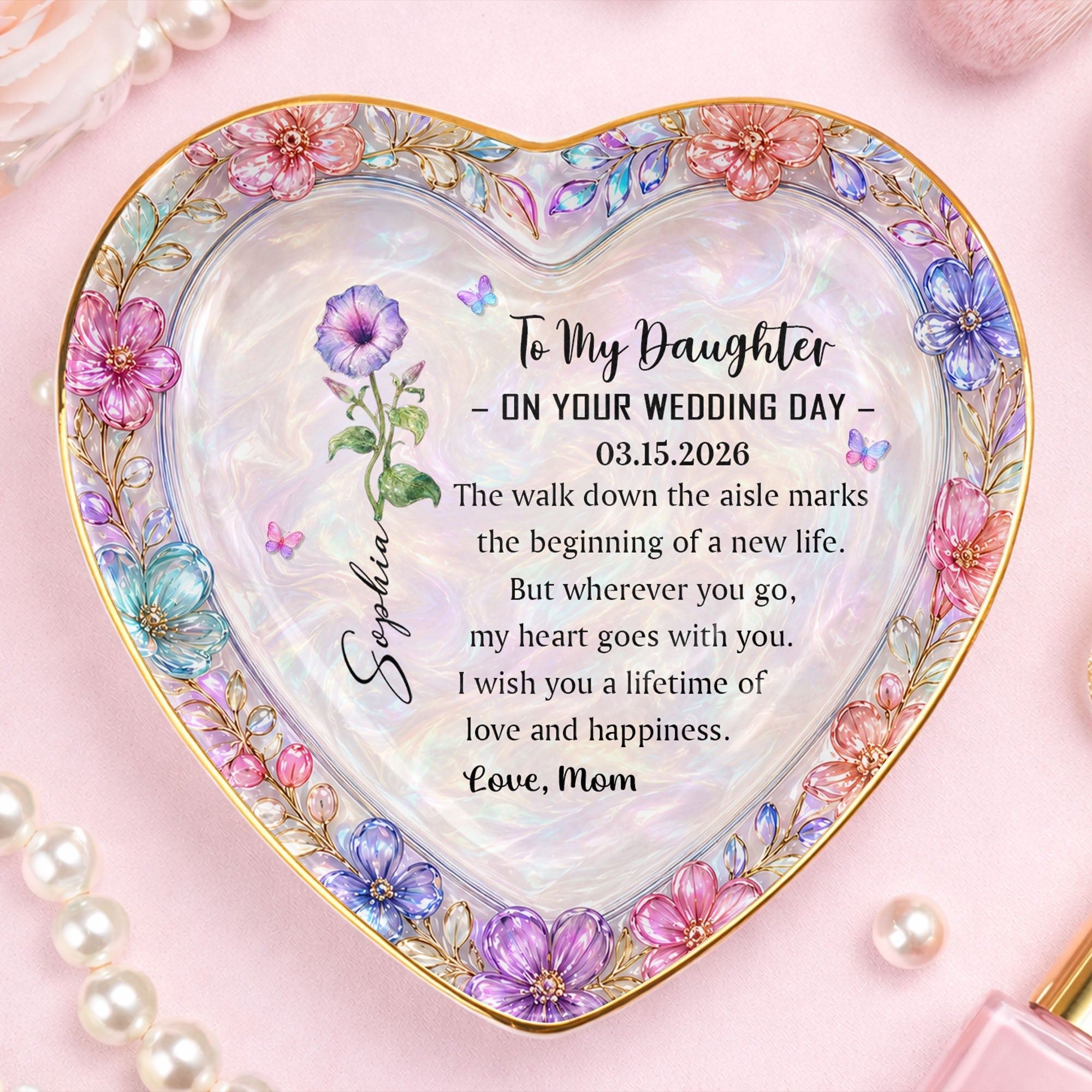 Personalized Heart Jewelry Dish Custom Name Gift for Daughter