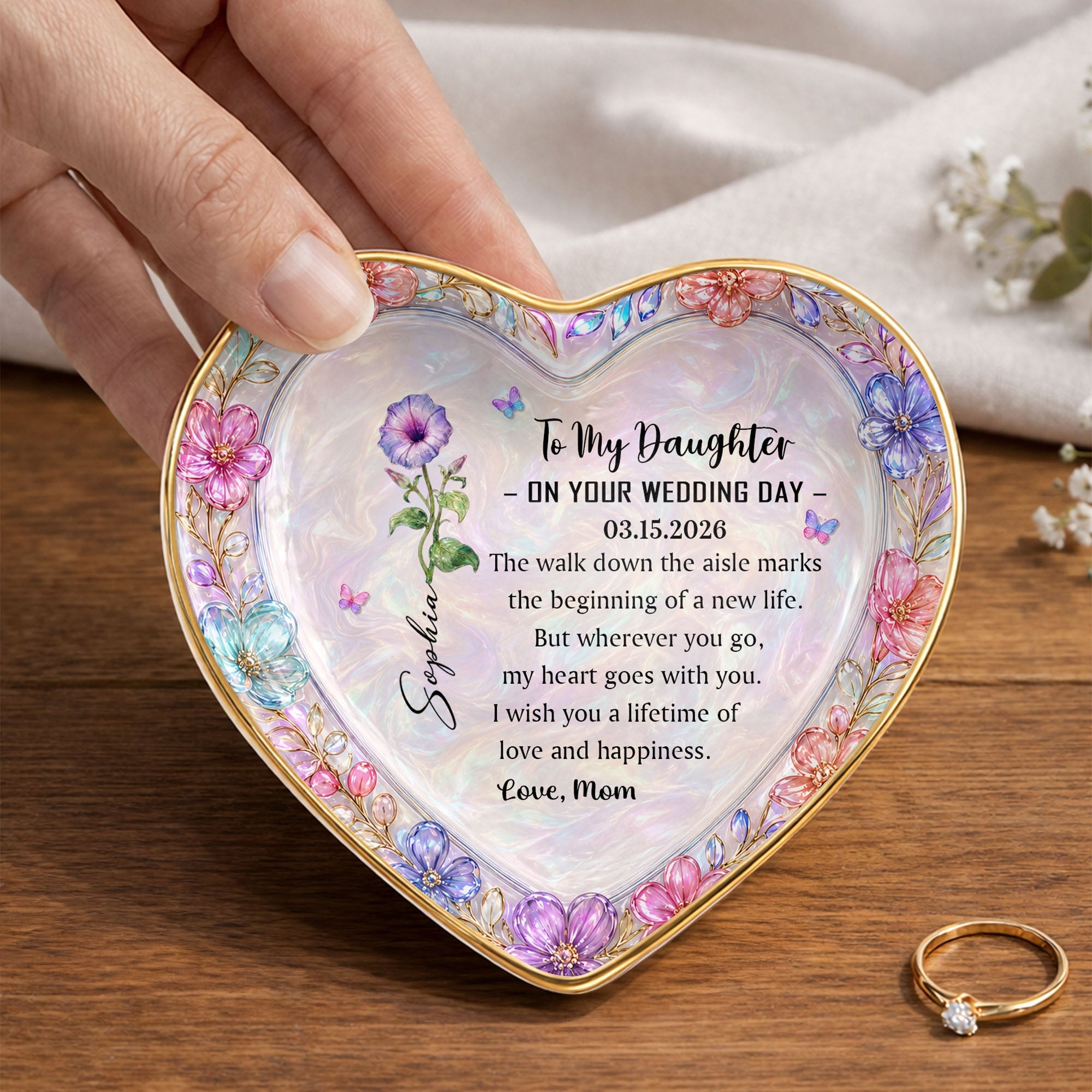 Personalized Heart Jewelry Dish Custom Name Gift for Daughter