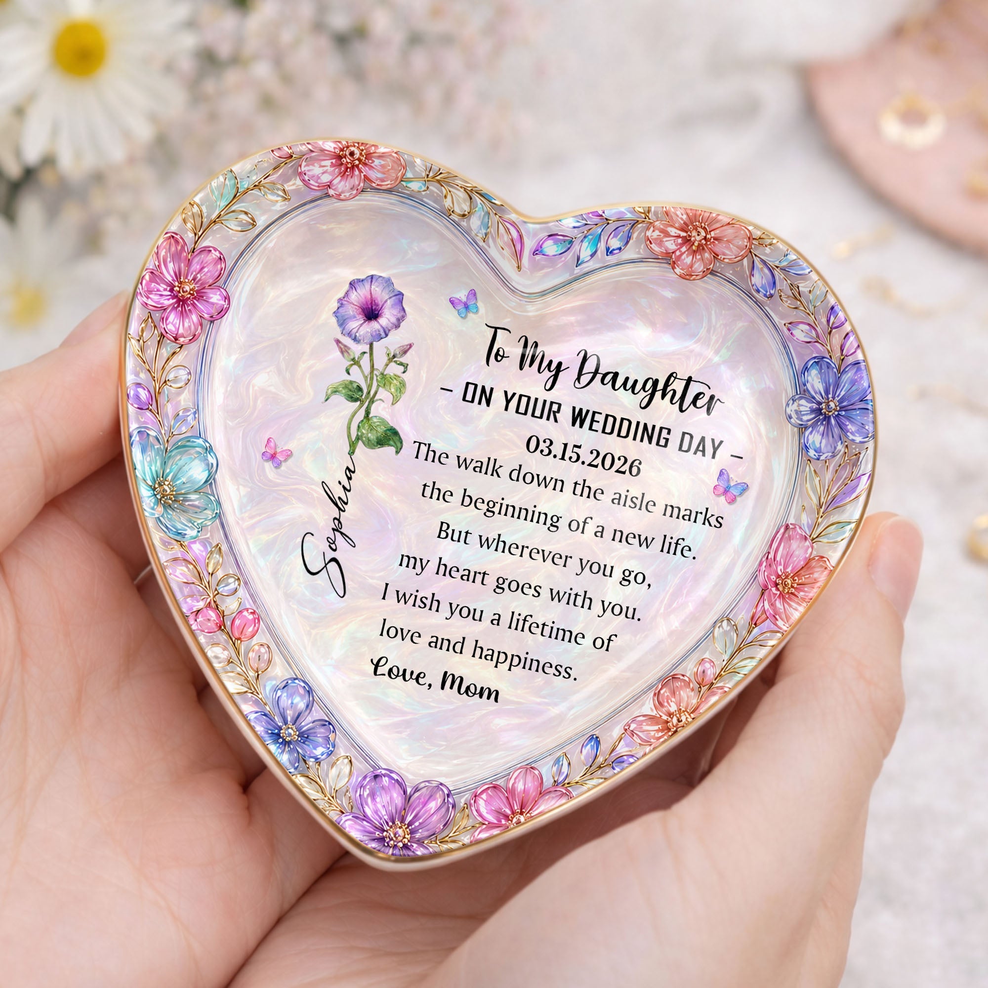 Personalized Heart Jewelry Dish Custom Name Gift for Daughter
