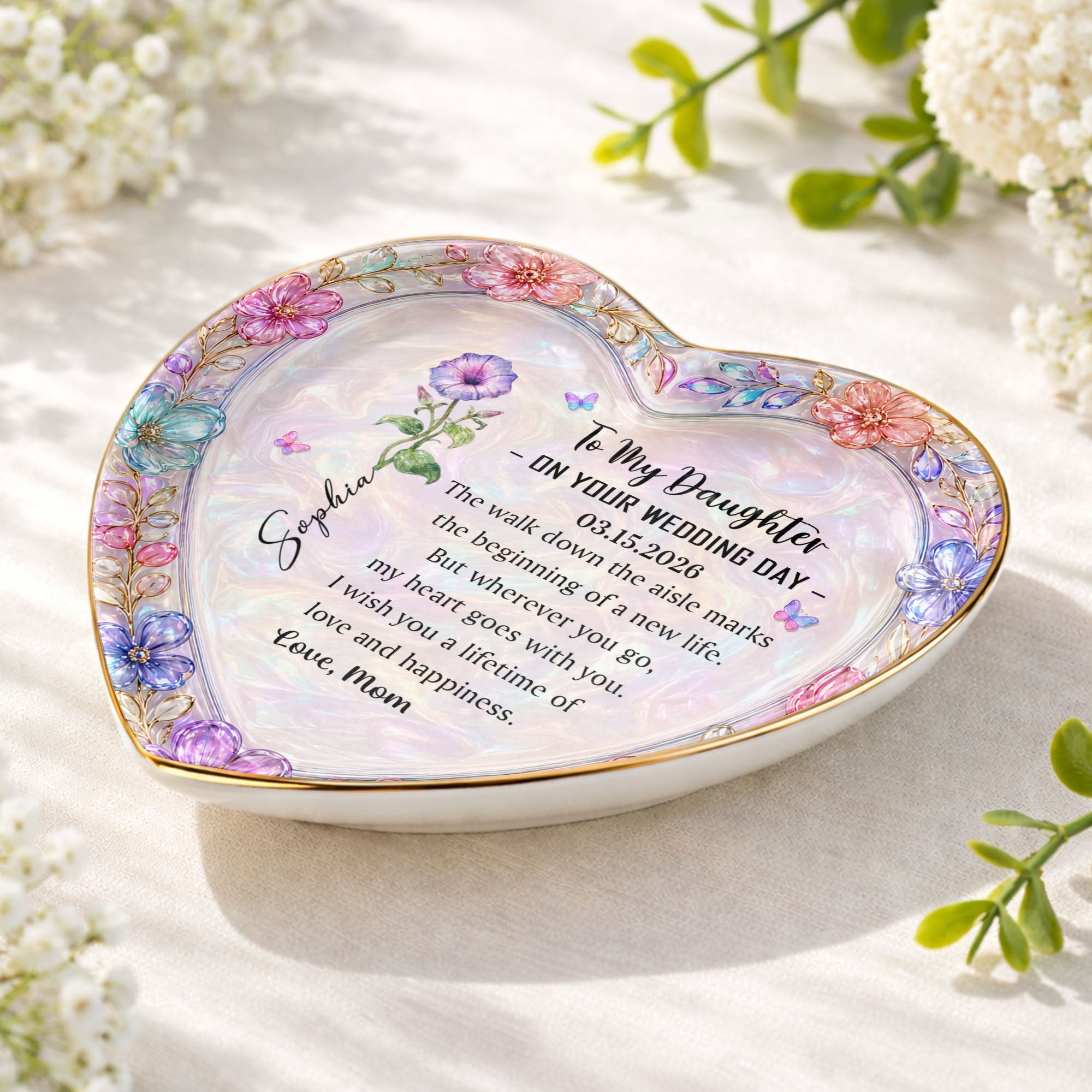 Personalized Heart Jewelry Dish Custom Name Gift for Daughter