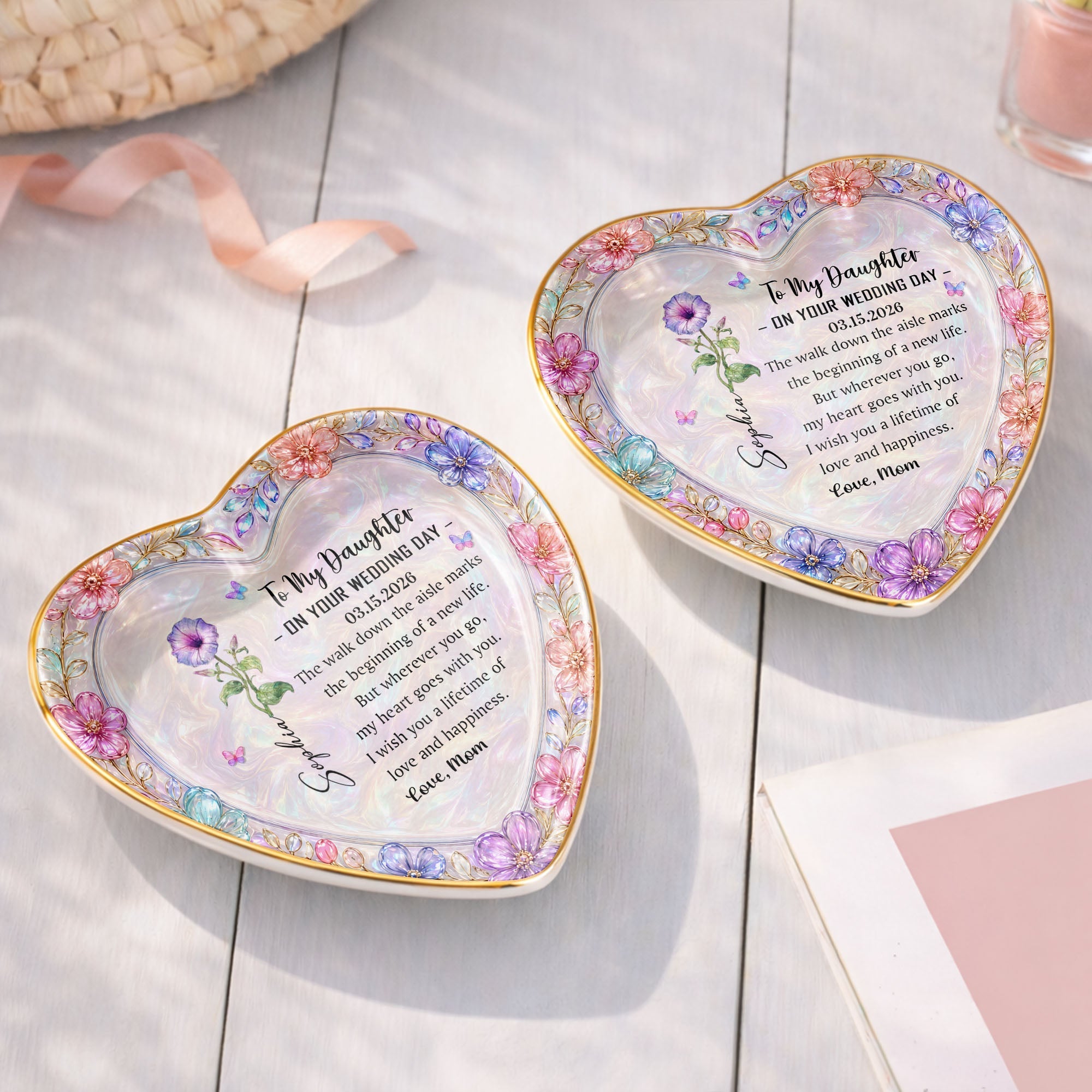 Personalized Heart Jewelry Dish Custom Name Gift for Daughter