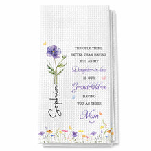 Load image into Gallery viewer, Personalized Kitchen Towel Custom Flower Gift for Daughter-in-Law
