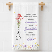 Load image into Gallery viewer, Personalized Kitchen Towel Custom Flower Gift for Daughter-in-Law
