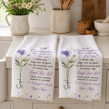 Load image into Gallery viewer, Personalized Kitchen Towel Custom Gift for Goddaughter Flower
