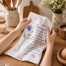 Load image into Gallery viewer, Personalized Kitchen Towel Custom Gift for Goddaughter Flower
