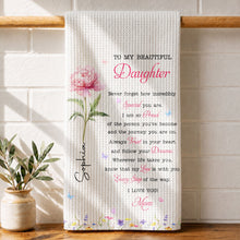 Load image into Gallery viewer, Personalized Kitchen Towel Gift for Daughter with Flowers &amp; Butterflies
