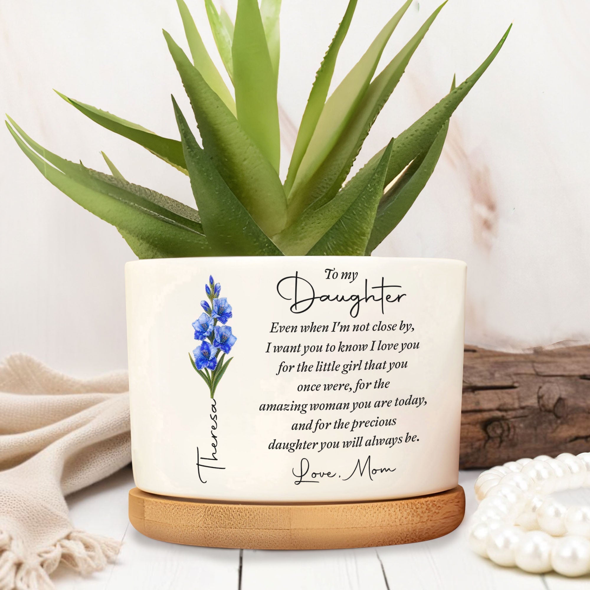 Personalized Ceramic Plant Pot Custom Name Gift for Daughter