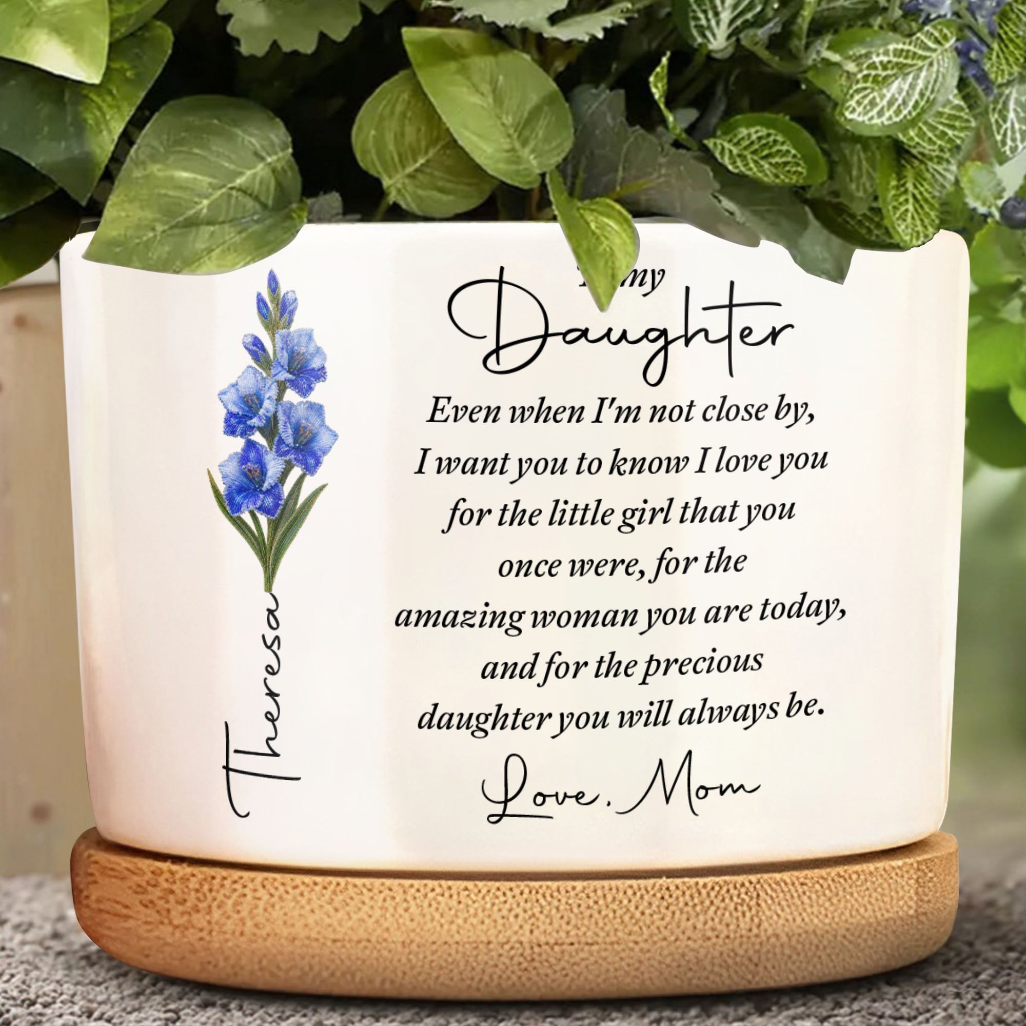 Personalized Ceramic Plant Pot Custom Name Gift for Daughter