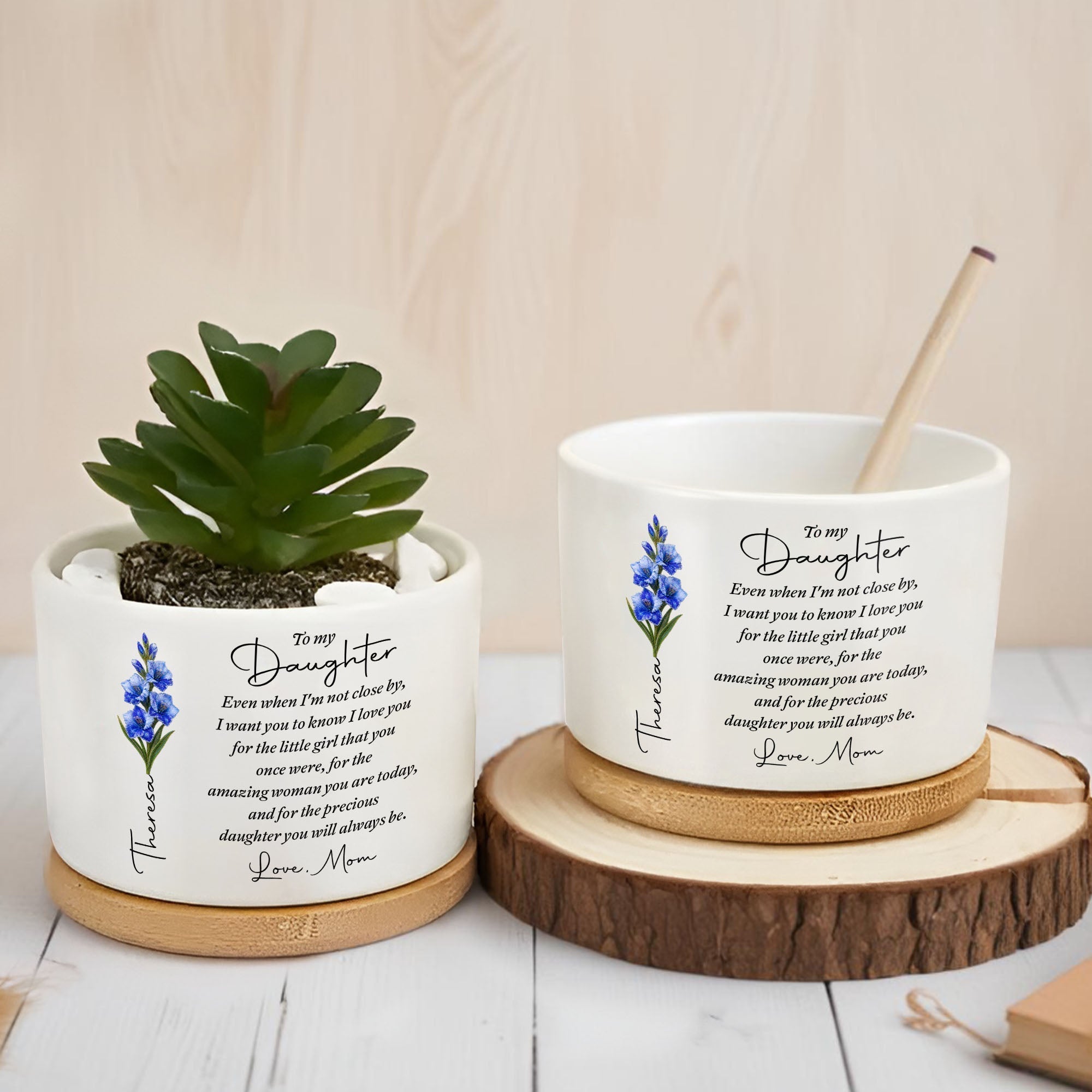 Personalized Ceramic Plant Pot Custom Name Gift for Daughter