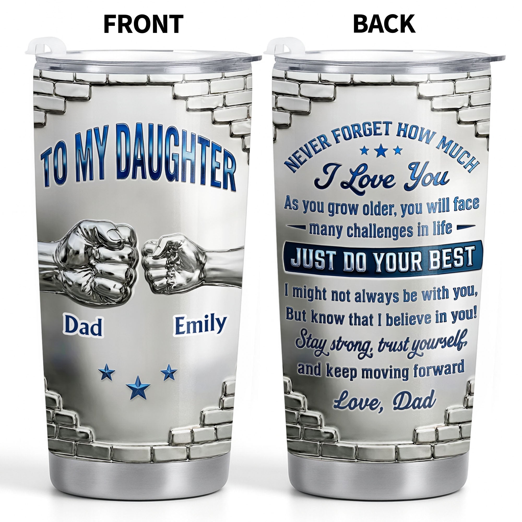 Personalized 20oz Stainless Steel Tumbler for Daughter Gift