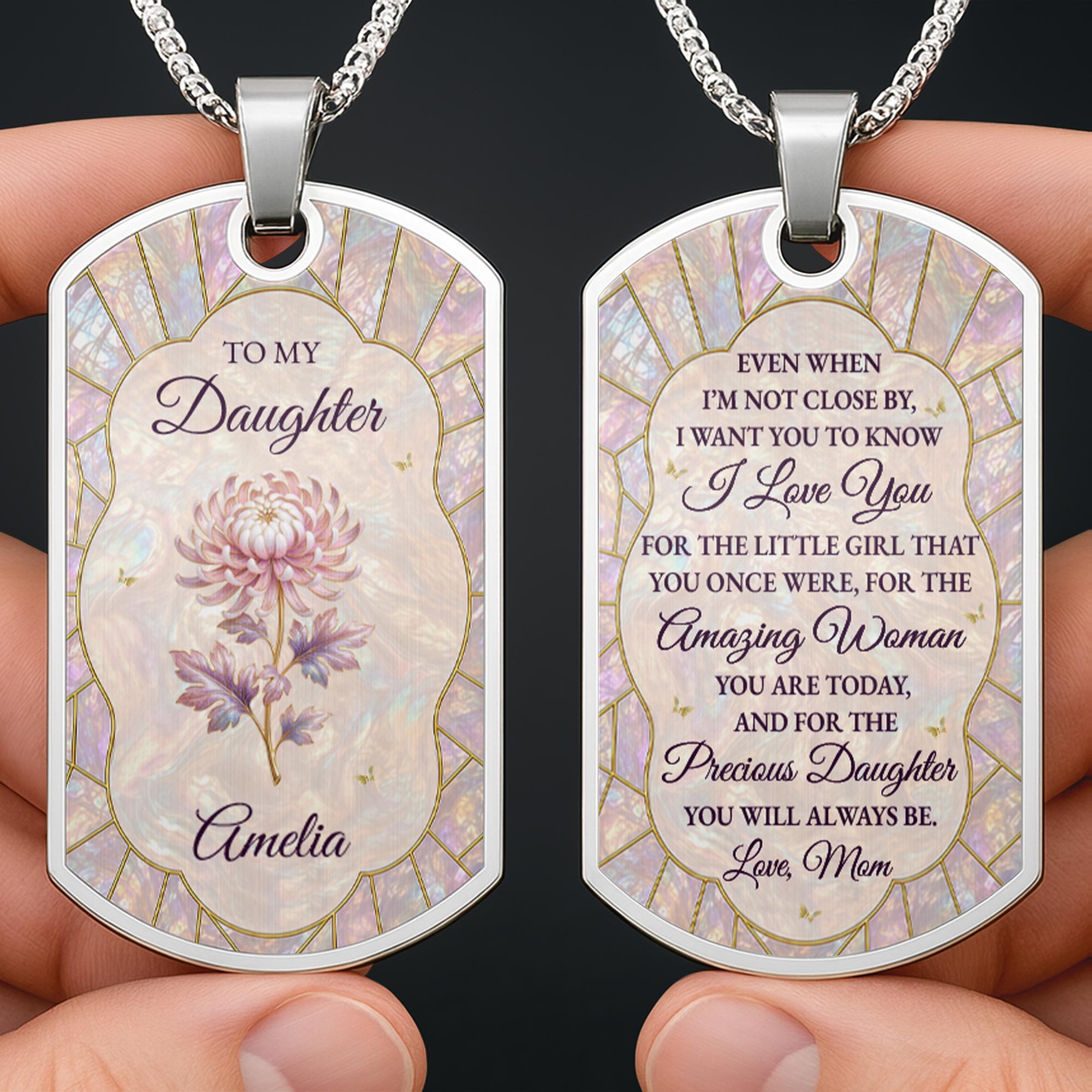 Personalized Dog Tag Necklace Custom Name Gift for Daughter