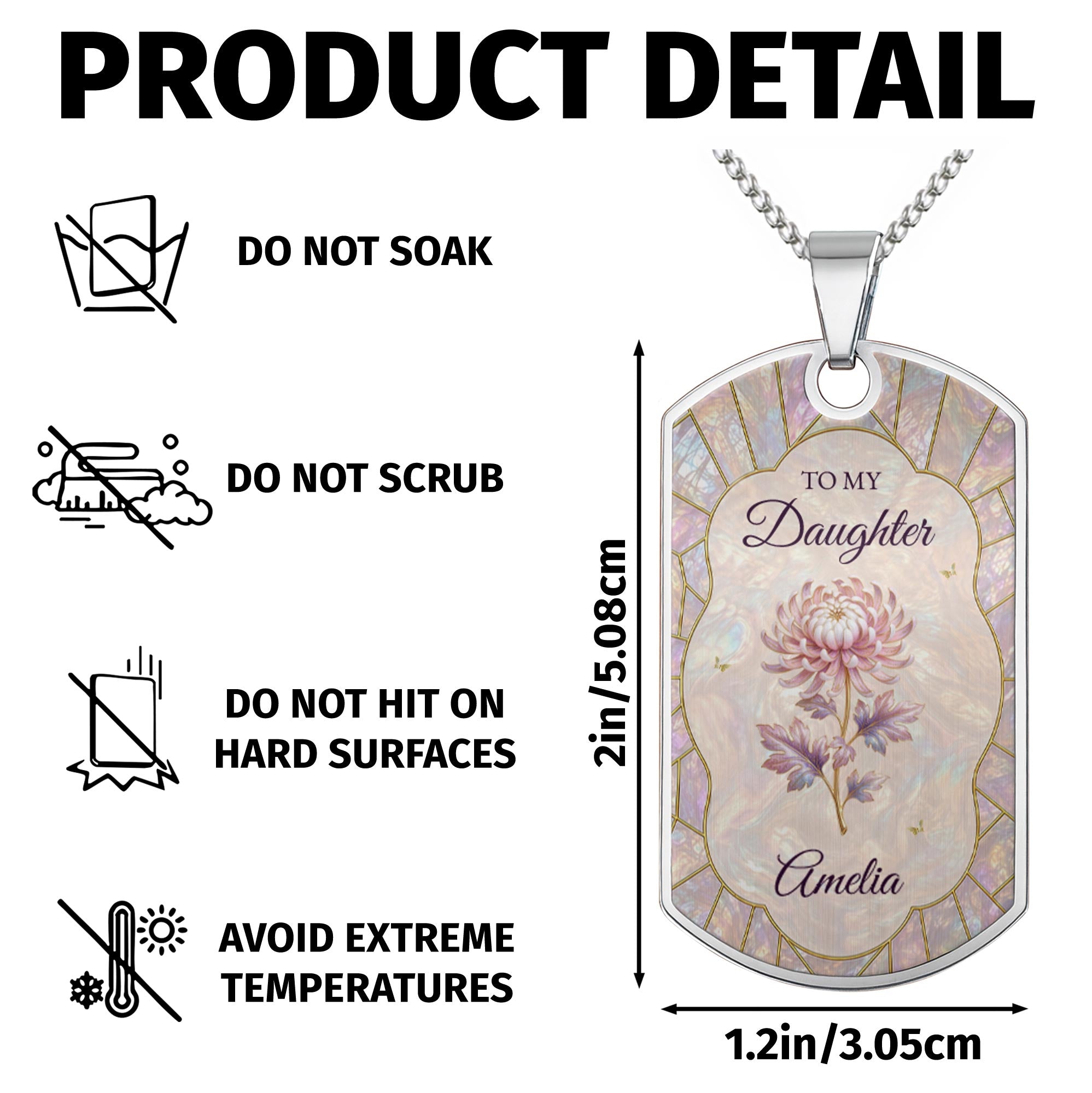 Personalized Dog Tag Necklace Custom Name Gift for Daughter