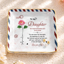 Load image into Gallery viewer, Personalized Jewelry Dish for Daughter Wedding Day Gift - Ceramic with Rose Design
