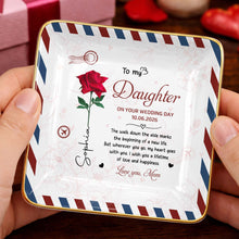 Load image into Gallery viewer, Personalized Jewelry Dish for Daughter Wedding Day Gift - Ceramic with Rose Design
