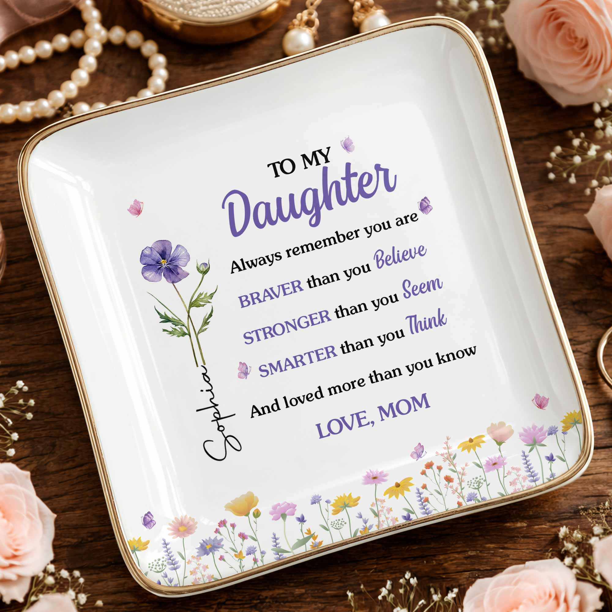 Personalized Ceramic Jewelry Dish Custom Name Gift for Daughter