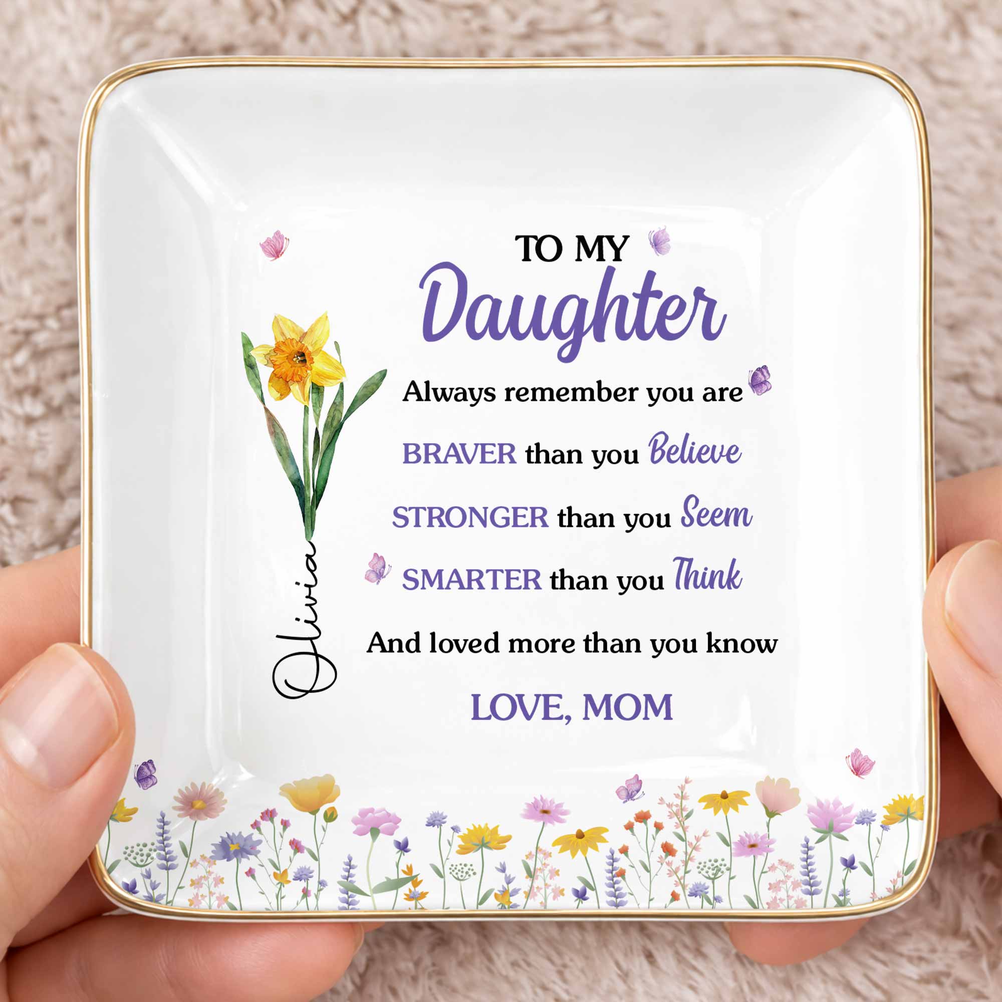Personalized Ceramic Jewelry Dish Custom Name Gift for Daughter