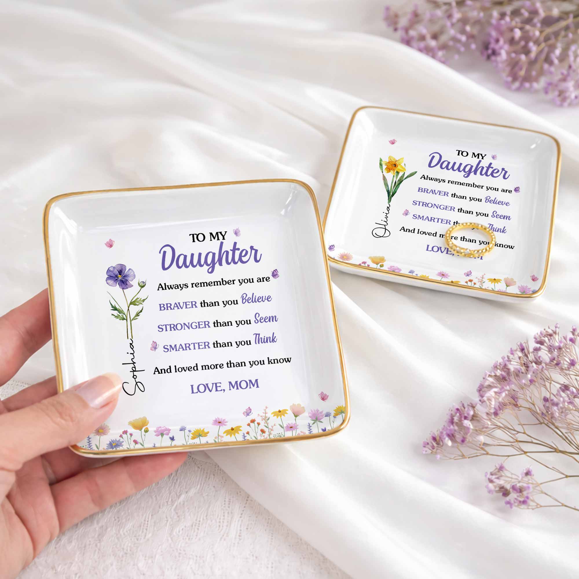 Personalized Ceramic Jewelry Dish Custom Name Gift for Daughter