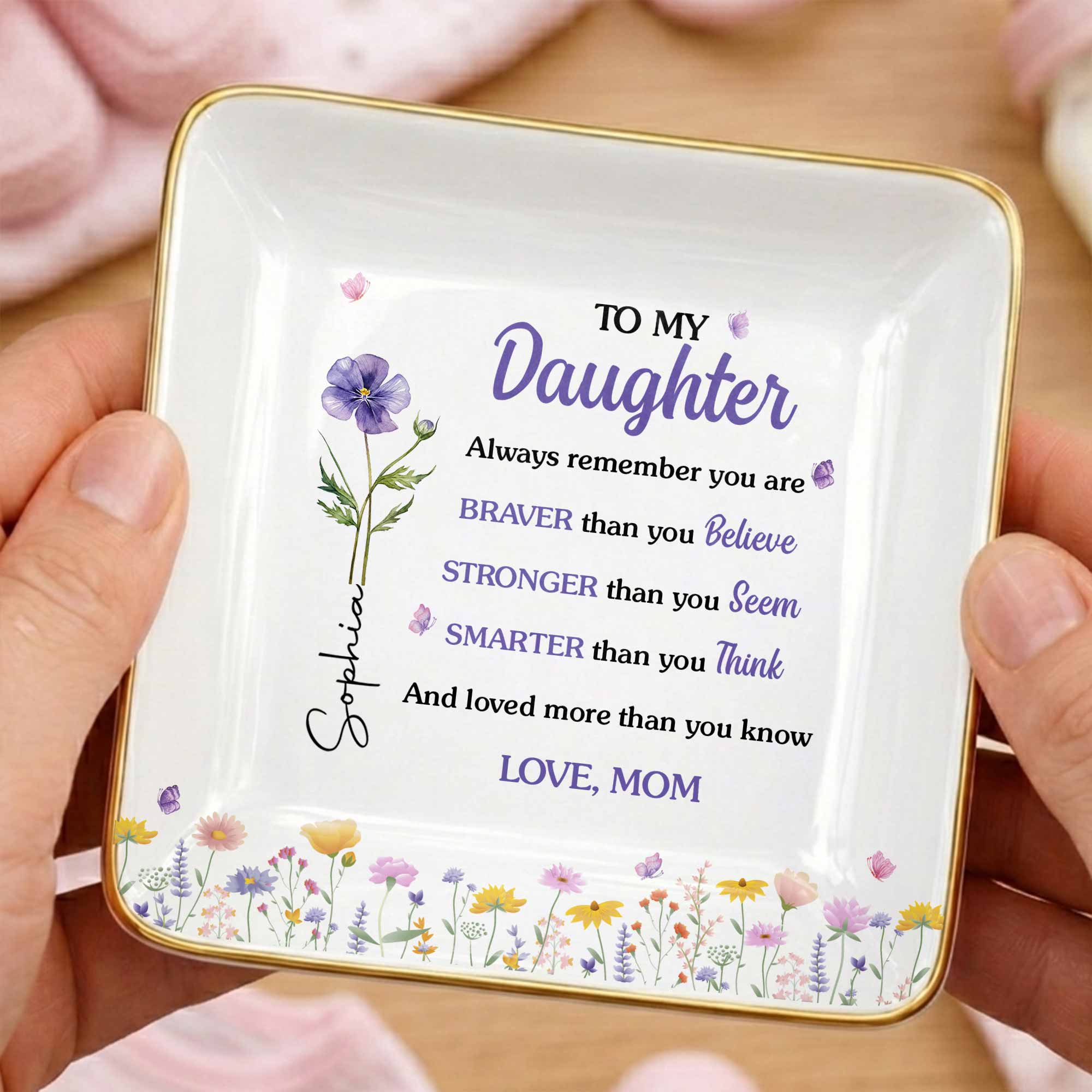 Personalized Ceramic Jewelry Dish Custom Name Gift for Daughter
