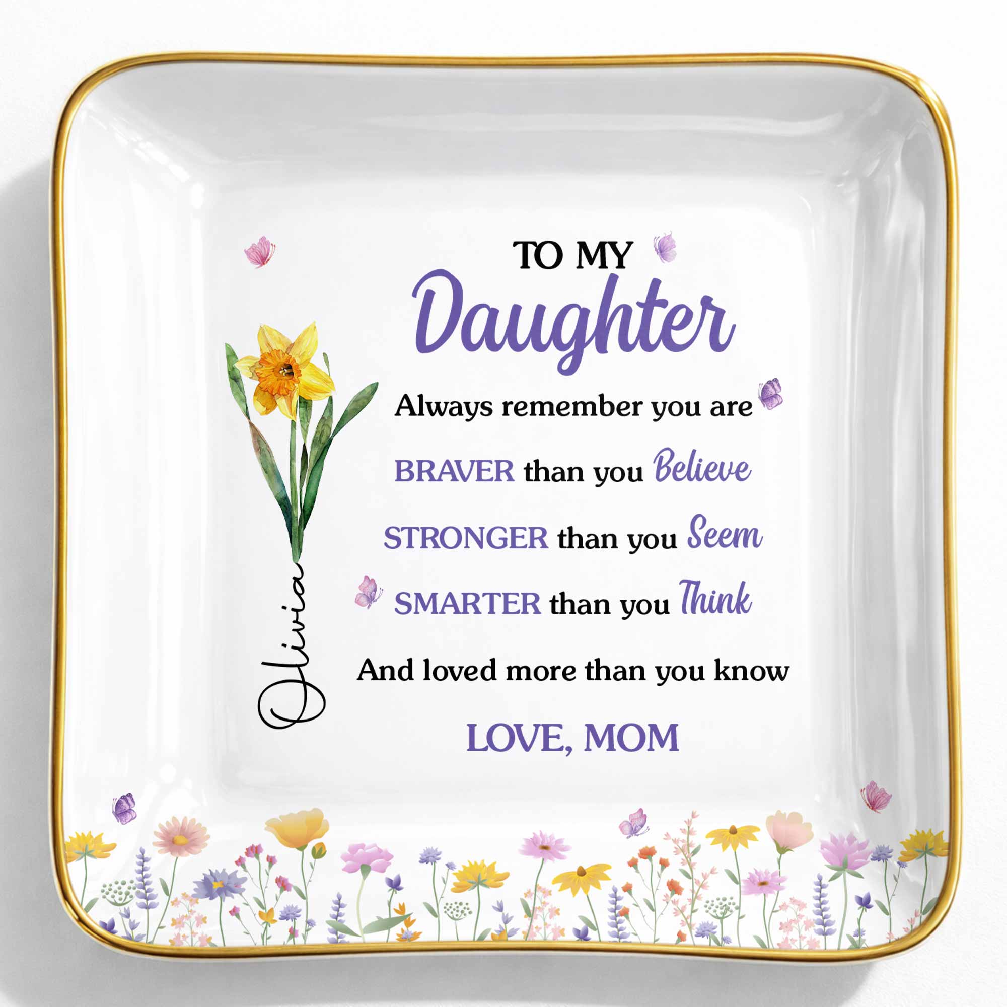 Personalized Ceramic Jewelry Dish Custom Name Gift for Daughter