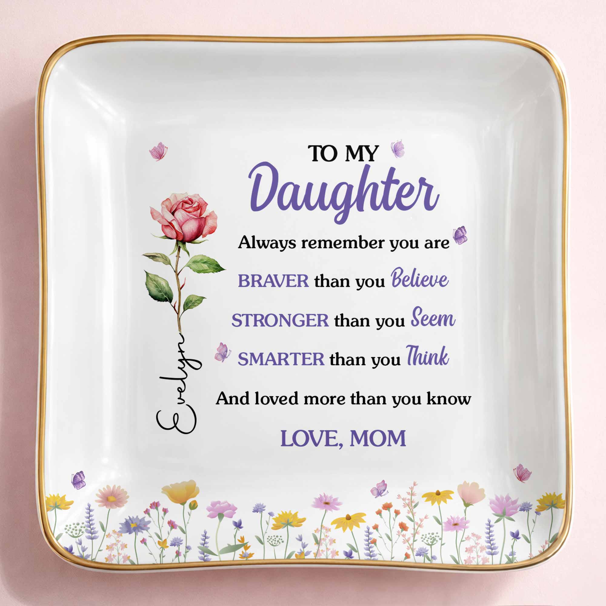 Personalized Ceramic Jewelry Dish Custom Name Gift for Daughter