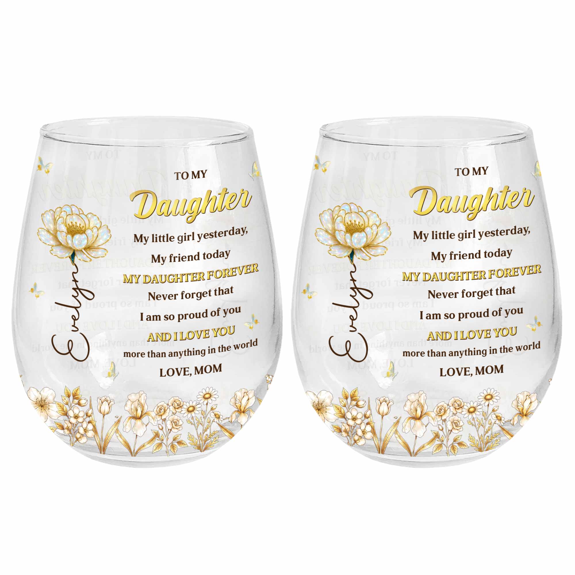 Personalized Stemless Wine Glass Custom Name For Daughter Gift