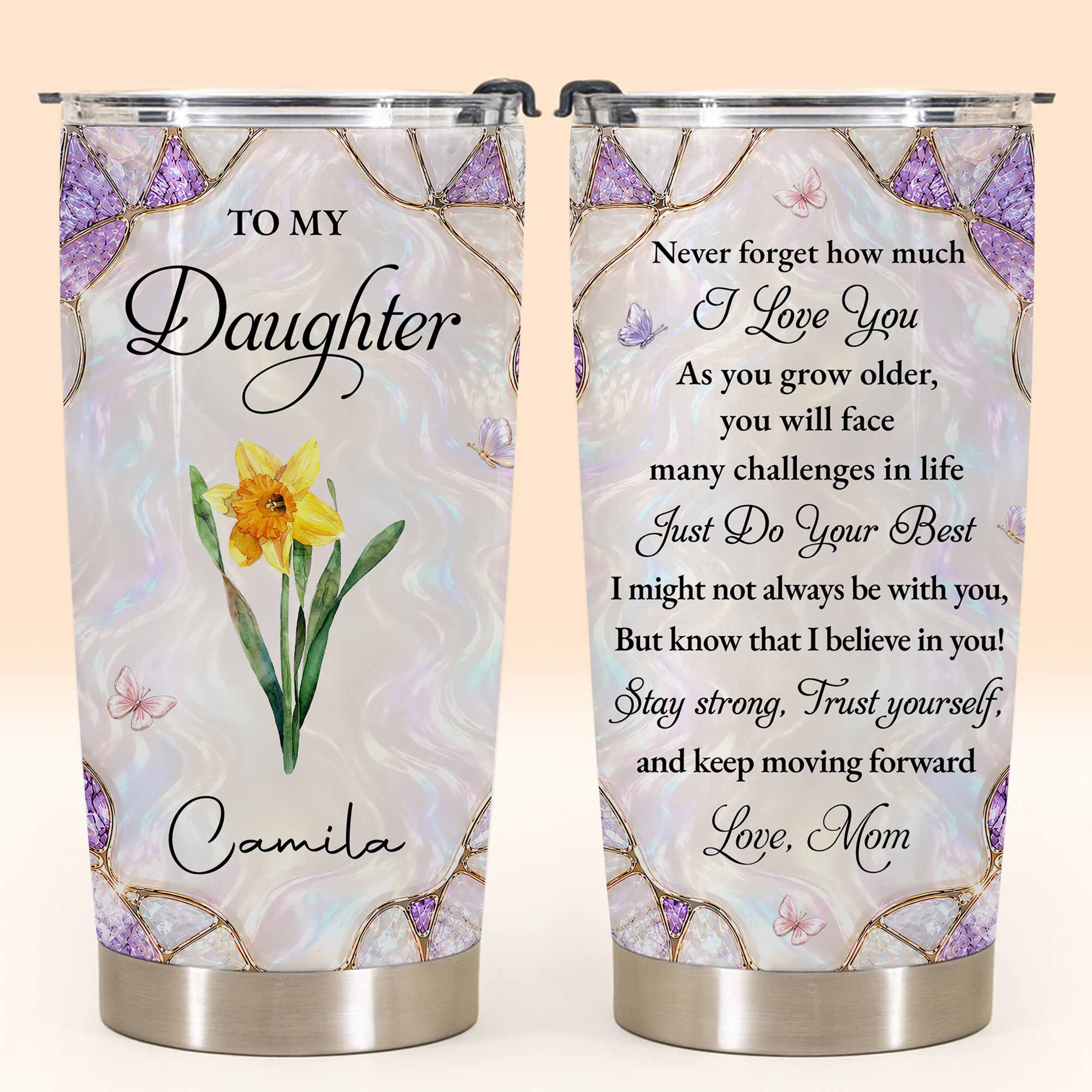 Personalized 20oz Stainless Steel Tumbler Custom Gift for Daughter