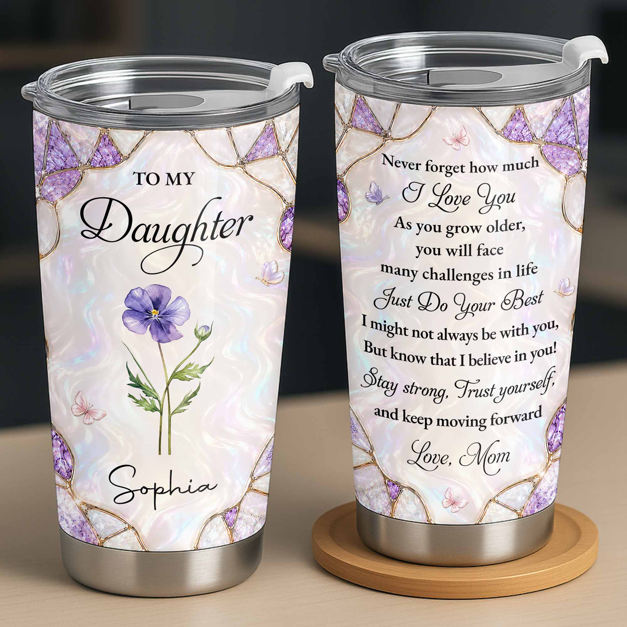 Personalized 20oz Stainless Steel Tumbler Custom Gift for Daughter