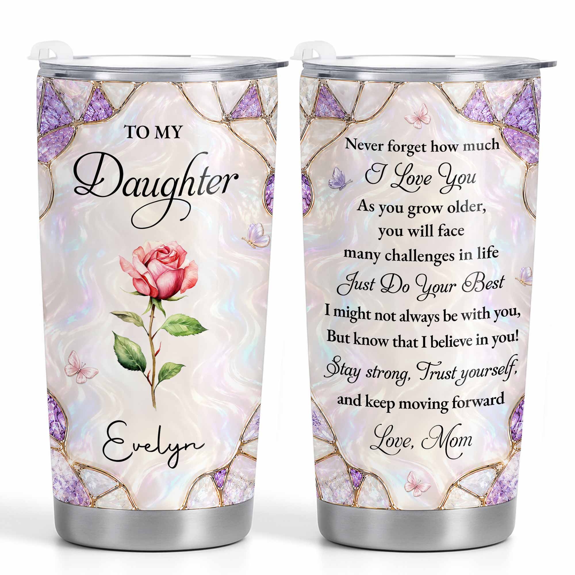 Personalized 20oz Stainless Steel Tumbler Custom Gift for Daughter