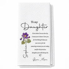 Load image into Gallery viewer, Personalized Kitchen Towel for Daughter with Flower Heart Design
