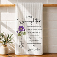 Load image into Gallery viewer, Personalized Kitchen Towel for Daughter with Flower Heart Design
