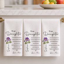 Load image into Gallery viewer, Personalized Kitchen Towel for Daughter with Flower Heart Design
