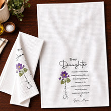 Load image into Gallery viewer, Personalized Kitchen Towel for Daughter with Flower Heart Design
