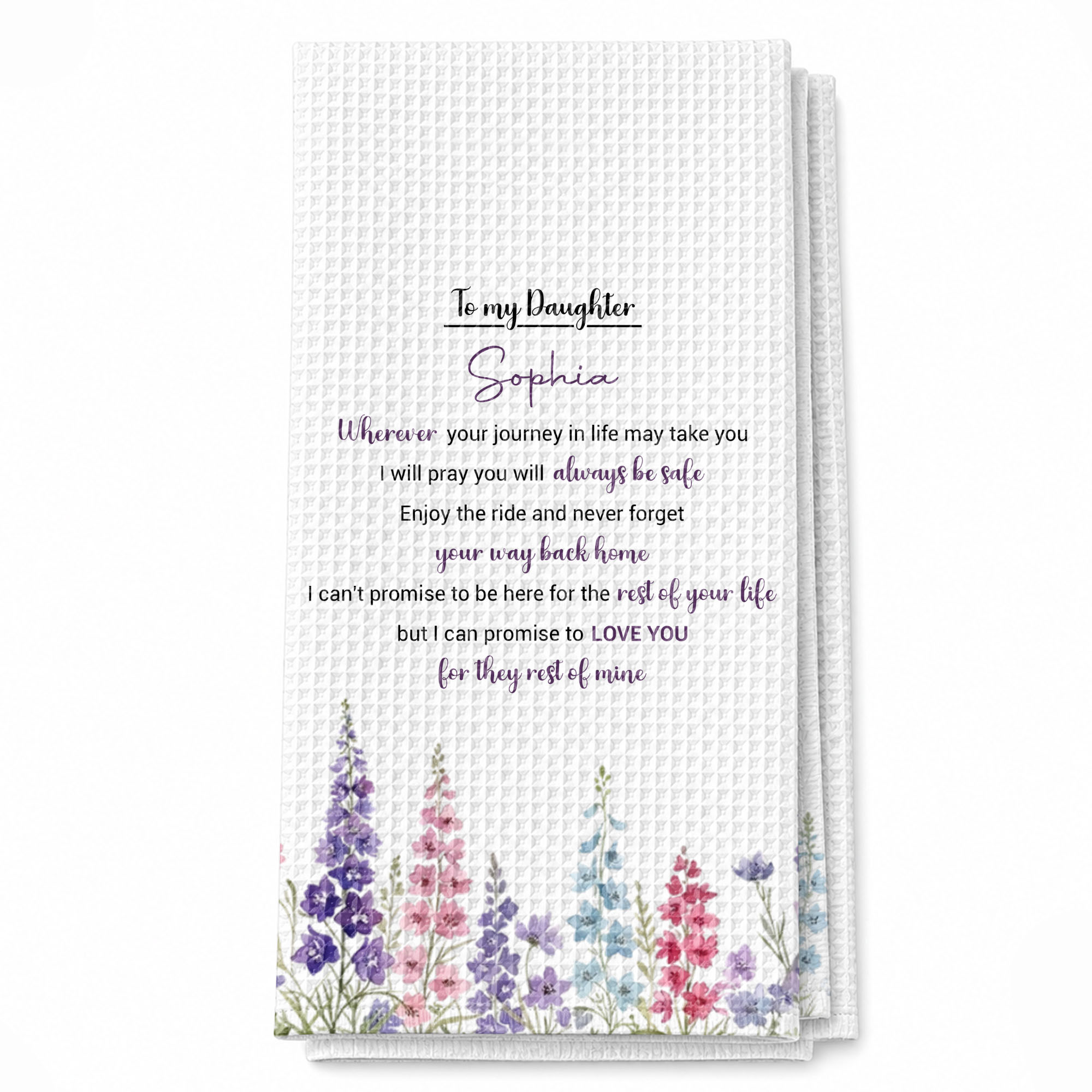Personalized Kitchen Towel Gift for Daughter - Birth Flower Design