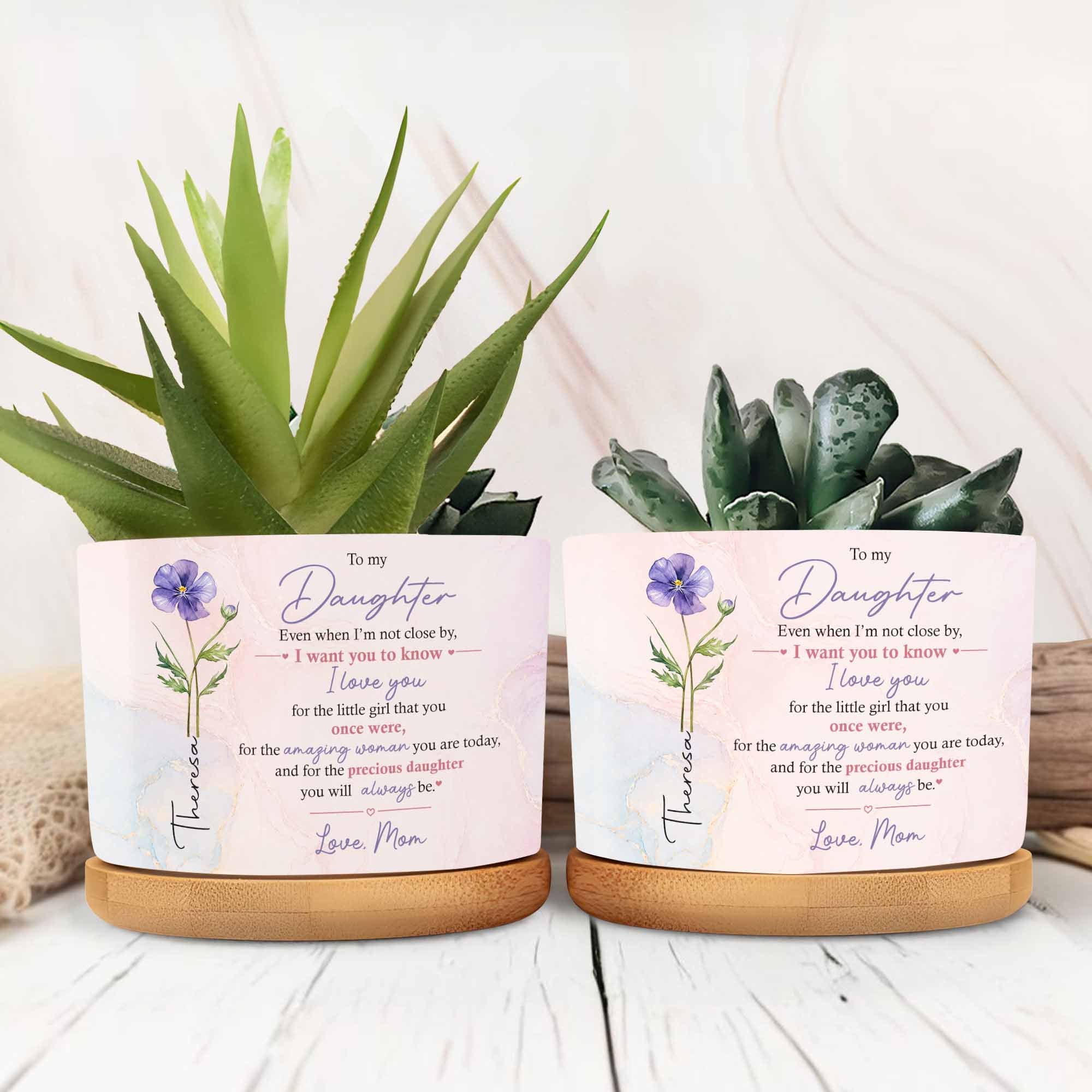 Personalized Ceramic Plant Pot Custom Love Message for Daughter