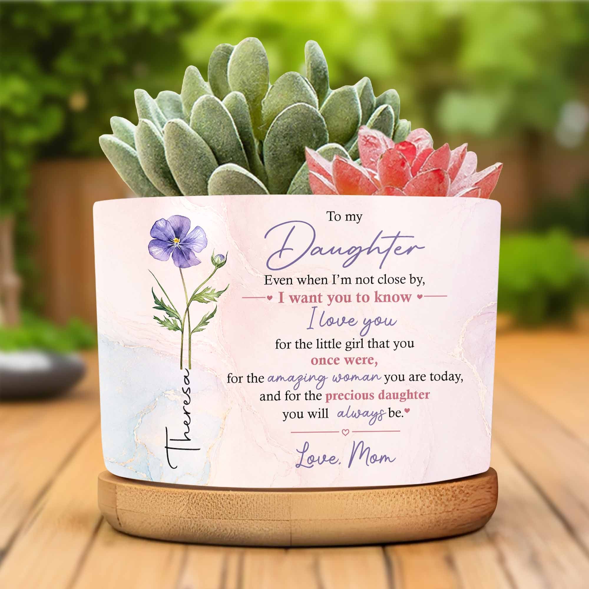 Personalized Ceramic Plant Pot Custom Love Message for Daughter