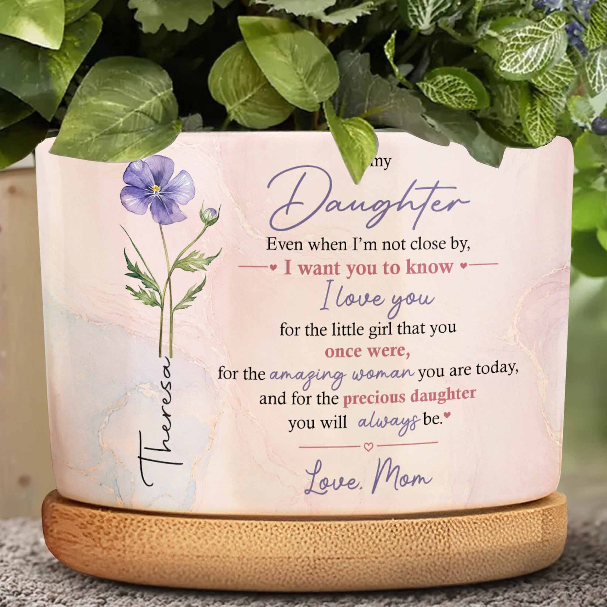Personalized Ceramic Plant Pot Custom Love Message for Daughter