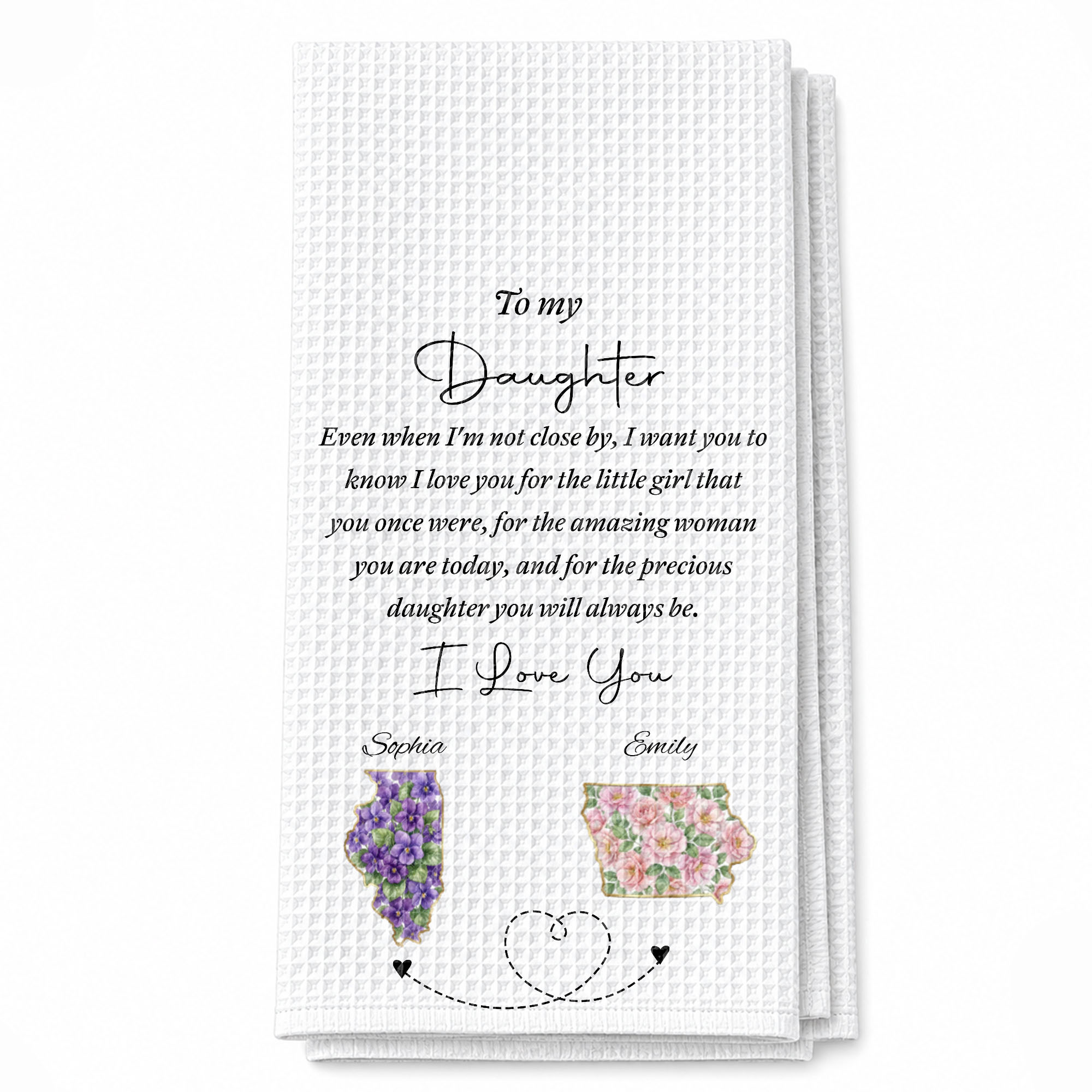 Personalized Kitchen Towel Custom State Art for Daughter Gift